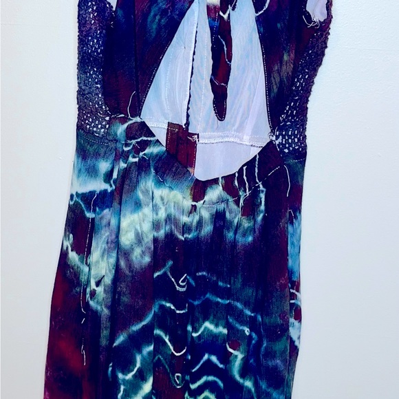 Custom Ice Dye Tie Dye Geode Pattern Boho Festival Hippie Dress Size S - Picture 6 of 10